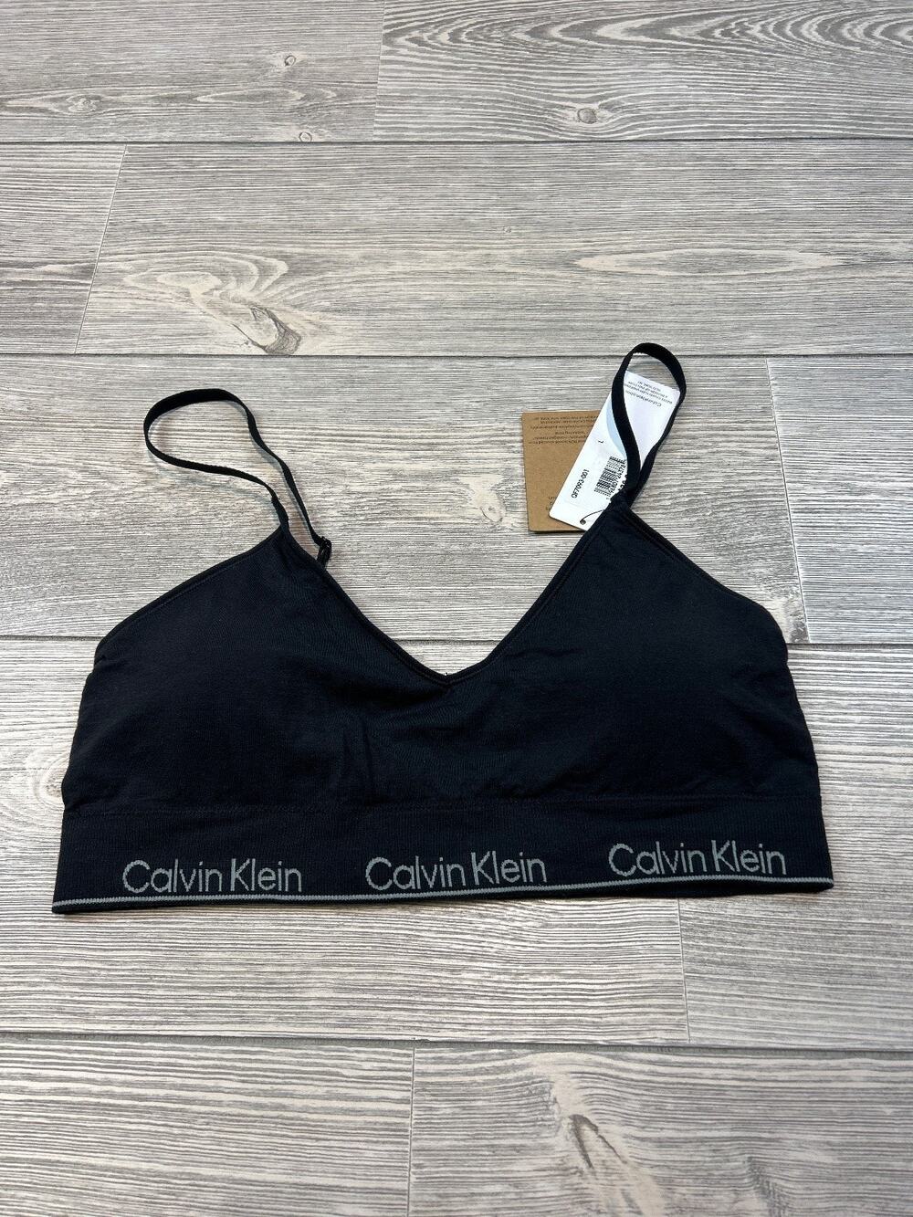 Calvin Klein Modern Seamless Naturals Lightly Lined Triangle Bralette Black Larg - Picture 1 of 3
